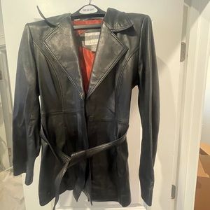 Black real leather woman’s coat